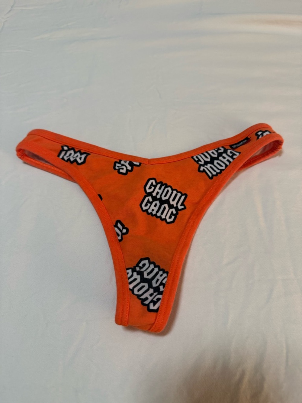 Victoria Secret PINK Ghoul Gang Orange Thong Panty XS